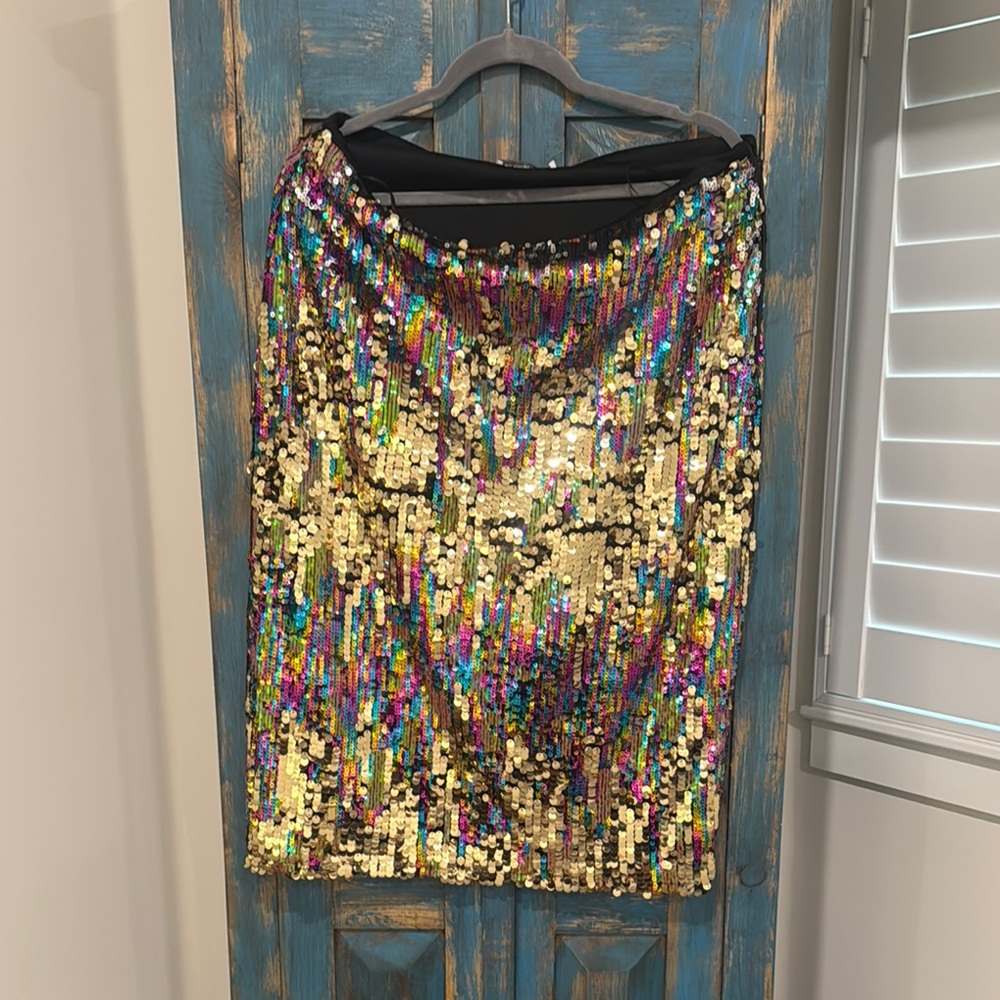 Sequin Gold and Multicolor Skirt-See and Be Seen